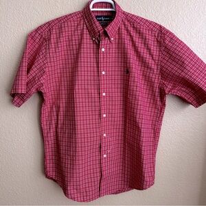 Ralph Lauren Yarmouth Red/White Checkered Short Sleeve Button Down Shirt